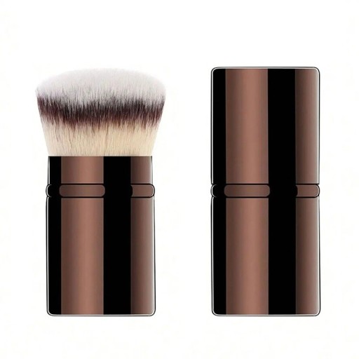 Professionele intrekbare make-upkwast 6,5 x 3,2 cm Blushkwast Foundation Losse poeder Ultrazachte wolvezel cosmetische kwast