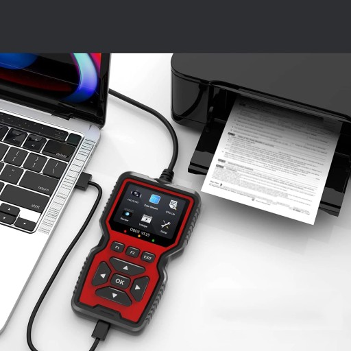 Professionell OBD2-felläsare med 2,8-tums färgdisplay Motordiagnostik Batteritest Utsläppsberedskapsläge Dataloggning V519