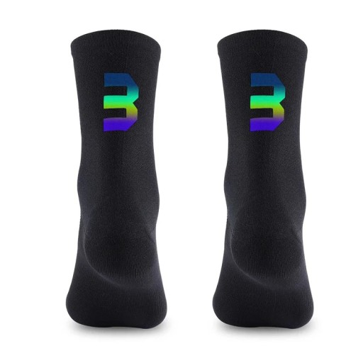 Professionelle sorte unisex sportssokker EU 39-46 reflekterende cykling udendørs åndbar nylon knæhøje
