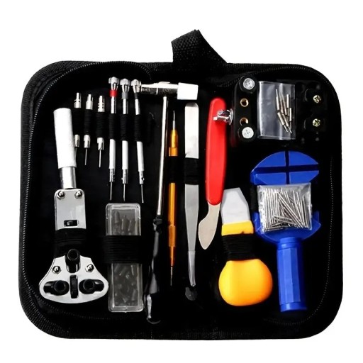 Professionelles Uhrenreparatur-Werkzeugset im Koffer Mehr als 15 Werkzeuge Batteriewechsel, Stifte, Demontage von Abdeckungen, Bändern und Uhrwerken