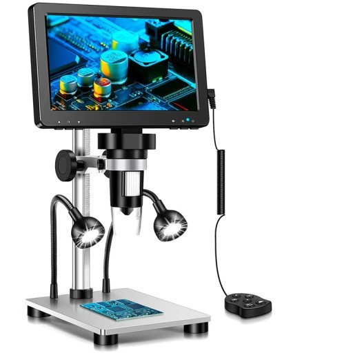 Professionelt digitalt mikroskop 1200X 17,8 cm HD LCD-skærm 1080P LED-lys til reparation, loddeinspektion og detaljeret undersøgelse