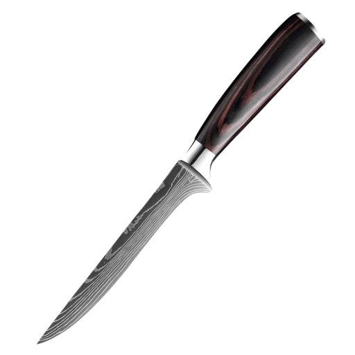 Professzionális konyhakés 26,3 cm Santoku rozsdamentes acél Éles csontozó kés zöldségekhez és gyümölcsökhöz ergonomikus fa nyéllel