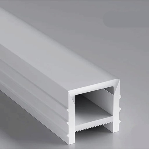 Profil LED din silicon adânc fără margine 14 x 14 mm Lățime superioară 15 mm Lungime 1 m Difuzor flexibil Oferit în alb Pentru canale Fără bandă LED
