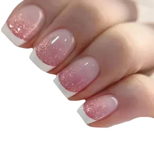 Proiectare specială a unghiilor false 24 buc Nail-uri autocolante pentru manichiură acasă Formă pătrată Ombre franțuzească cu gradient strălucitor