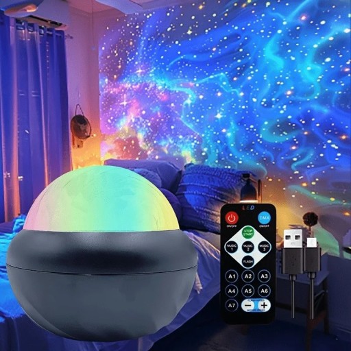 Proiector LED pentru cerul nopții cu telecomandă și efecte colorate, 7,8 x 8 cm, alimentare USB, decorare cameră și lumină de noapte