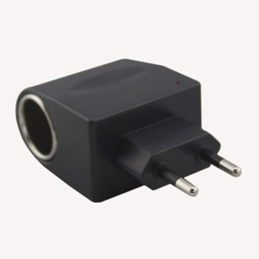 Προσαρμογέας 220 V AC σε πρίζα αναπτήρα αυτοκινήτου 12 V DC για τροφοδοσία αξεσουάρ αυτοκινήτου από το ηλεκτρικό δίκτυο Βύσμα τύπου C Μαύρη εκδοχή