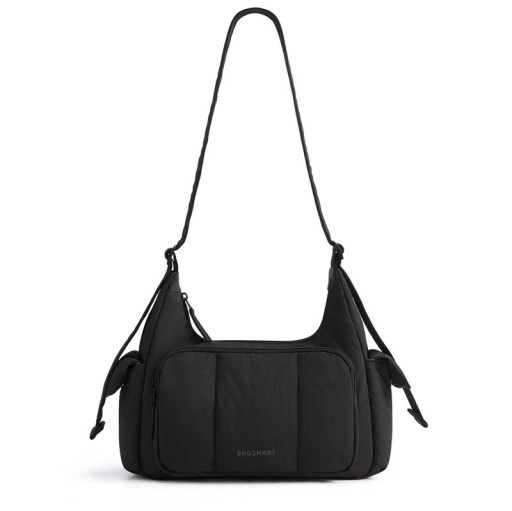 Prošívaná nylonová taška přes rameno Velkokapacitní crossbody kabelka s kapsami na zip Rozměry 21 x 16 x 7 cm Školní taška do školy i práce