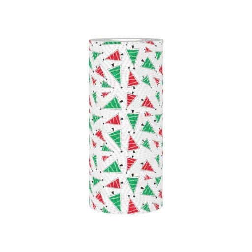 Prosoape de bucătărie din hârtie de Crăciun 1 rolă 48 foi Prosoape rezistente și absorbante Motiv brăduți de Crăciun Prosoape decorative