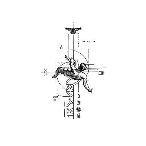 Προσωρινό τατουάζ πέφτοντας άγγελος 18x11 εκ. – μοντέρνος στυλ, ρεαλιστικός σχεδιασμός, εύκολη εφαρμογή, αδιάβροχο, μακράς διαρκείας αποτέλεσμα, κομψό μοτίβο