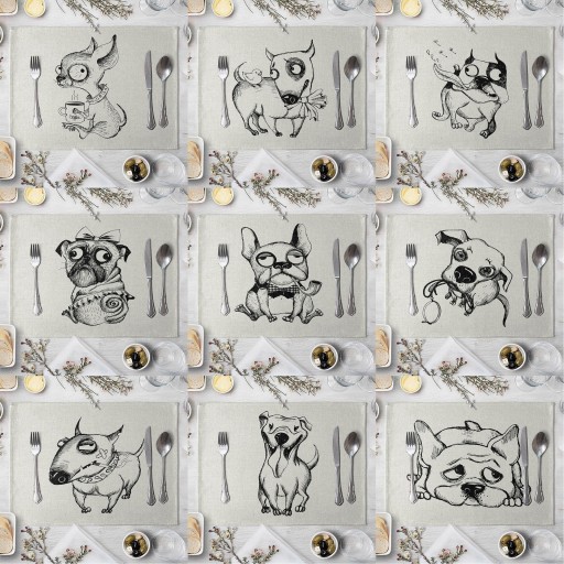 Prostirage avec motif de chien dessiné