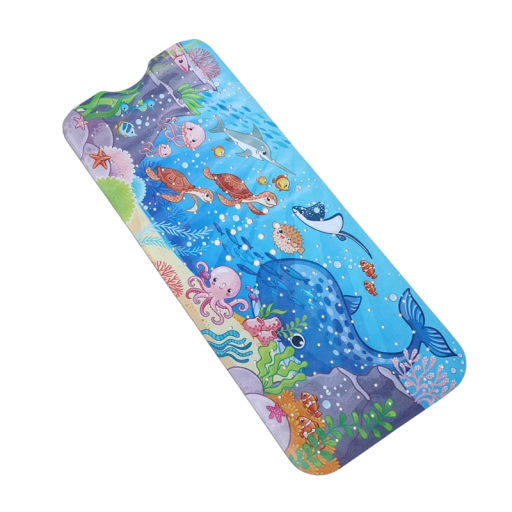 Protecție antiderapantă pentru cadă cu motivul lumii marine, 40 x 100 cm, covor lung cu ventuze pentru baie de copii