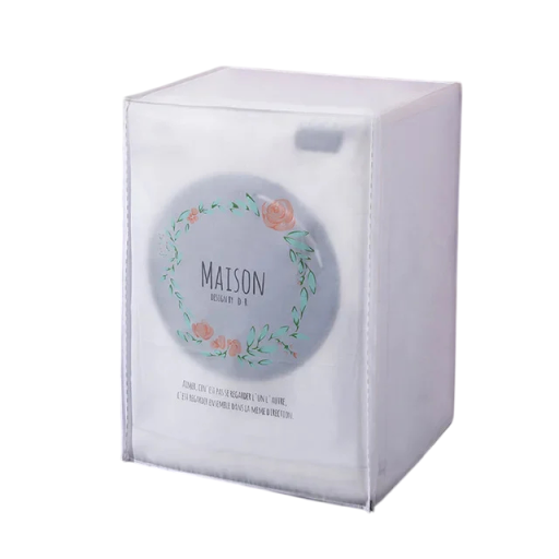 Protective Cover for Side-Loading Washing Machines 62 × 55 × 86 cm White-Transparent Floral Wreath Pattern Zip Closure