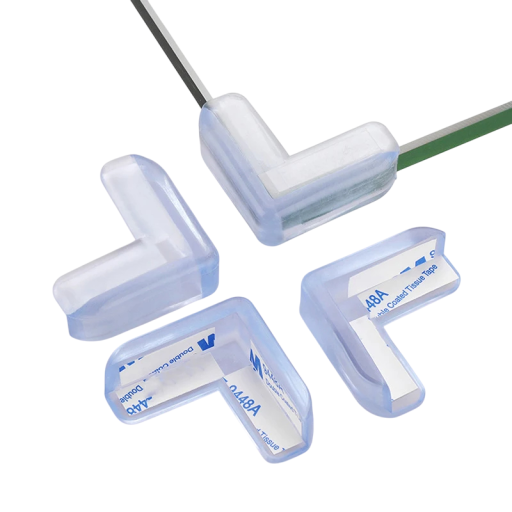 Protectoare de coltar de mobila transparente in forma de L din PVC moale, set de 4 piese, pentru siguranta copiilor si protectia colturilor ascutite ale meselor si dulapurilor