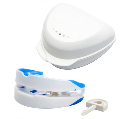 Protector bucal antirronquidos Protector bucal blanco con gel Protector bucal antirronquidos Protector bucal antirronquidos ajustable con estuche 6,5 x 5 x 3 cm