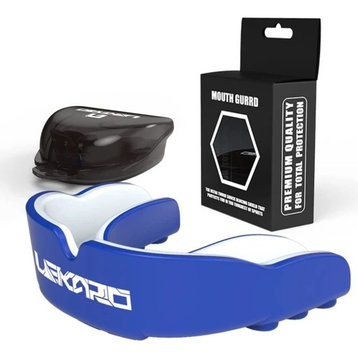 Protector bucal infantil para boxeo y deportes de contacto Color azul Protector bucal de entrenamiento para niños de 6 a 15 años Material EVA con estuche