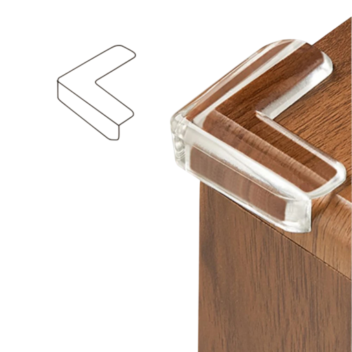 Protector de colț pentru mobilier transparent în formă de L, din PVC moale, pentru siguranța copiilor și absorbția șocurilor pe colțurile ascuțite ale meselor și dulapurilor