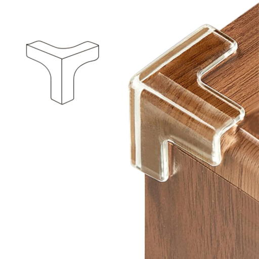 Protectores de esquinas para muebles transparentes en forma de T fabricados en PVC blando, juego de 8 piezas para una protección eficaz
