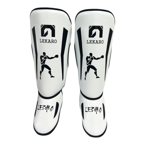 Protège-tibias de combat avec protection du cou-de-pied taille S Deux bandes auto-agrippantes Protège-jambes de boxe et sports de combat