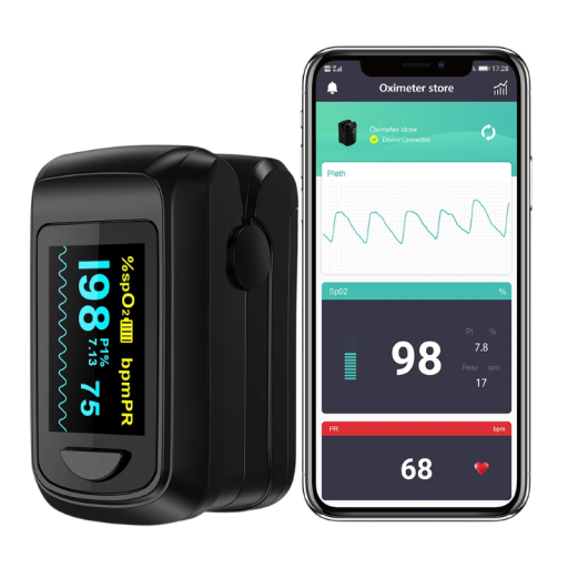 Prstový pulzoximéter Bluetooth SpO2 szívfrekvencia és PI mérése kétszínű OLED kijelző digitális otthoni egészségügyi monitorozáshoz