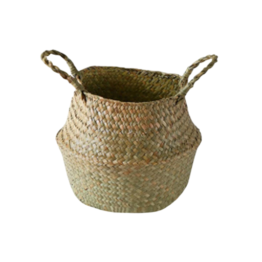 Prútený kôš z morskej trávy 15 x 17,5 x 18 cm Košík s ušami na zavesenie Prírodný úložný kôš Dekorácia do bytu Boho štýl Organizér na drobnosti