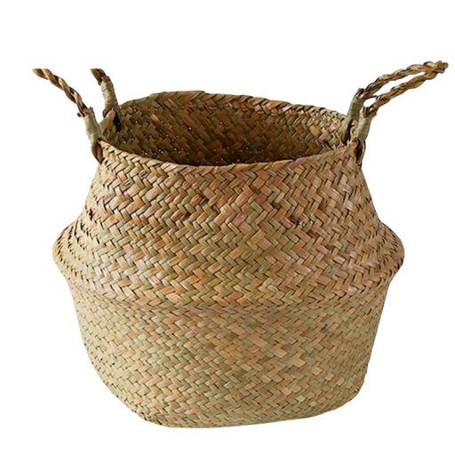 Prútený kôš z morskej trávy 16 x 22 x 23 cm Prírodný závesný kôš s ušami Úložný košík Dekorácia do bytu Kôš na stenu alebo na vešiak