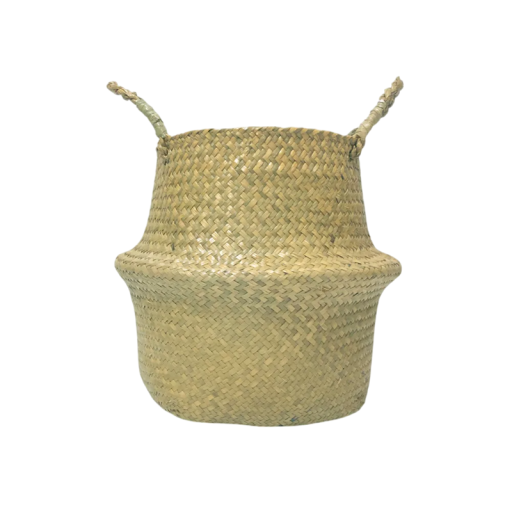 Prútený kôš z morskej trávy 24 x 27 cm Prírodný závesný kôš s ušami Úložný kôš na stenu Dekorácie do interiéru Boho štýl Ručne pletený košík