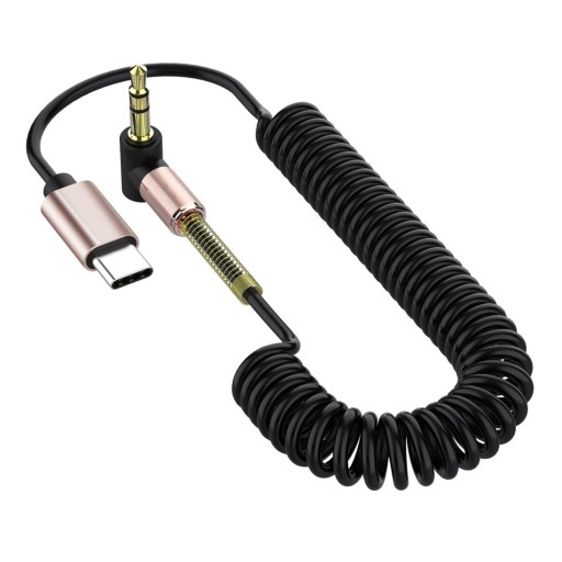 Pružný AUX kabel 3,5mm jack na USB-C