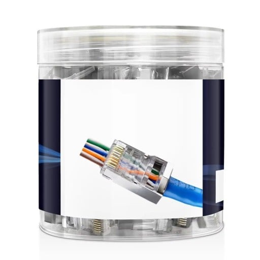 Przejrzyste konektory RJ45 CAT6 ekranowane 100 sztuk 8P8C pozłacane 24AWG przezroczyste zakończenie kabla ethernetowego dla PC routera