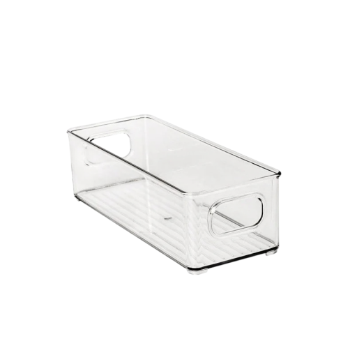 Przezroczysta plastikowa skrzynka do przechowywania 25,5 x 10 x 7,6 cm organizer z uchwytami do przechowywania żywności, kosmetyków i drobiazgów