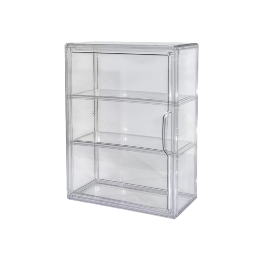 Przezroczysta witryna akrylowa 27 x 14 x 36 cm Dwupoziomowa witryna z 2 półkami Przezroczysty akryl Organizator na kolekcje Modele Figury Dekoracje