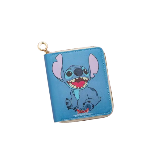 PU-plånbok Stitch 11 x 8,5 cm tecknad myntväska anime korthållare PU-läder plånbok med dragkedja julklapp för barn och studenter