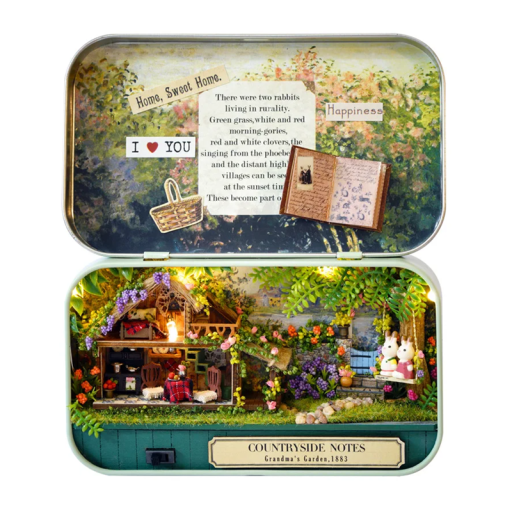 Pudełko DIY Drewniany domek dla lalek 3D Montaż Model Playhouse z meblami Uroczy miniaturowy kreatywny prezent dekoracyjny