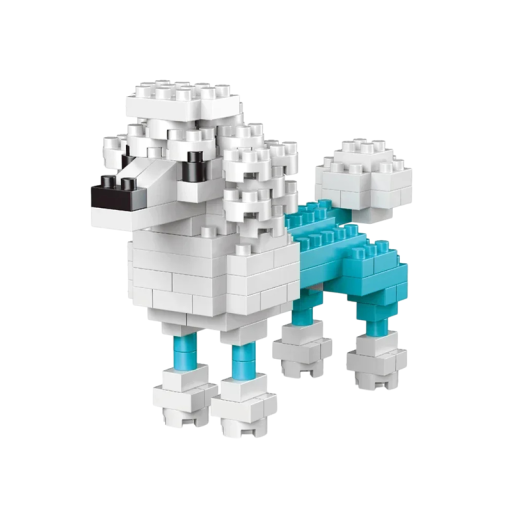 Pudli építőjáték 8,5 x 3,5 x 6 cm Mini kutya építőjáték Aranyos állatfigura Kreatív összerakás gyerekeknek Kis háziállat modell