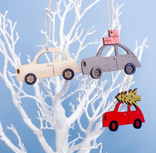 Puinen joulukoriste, leikkiauto