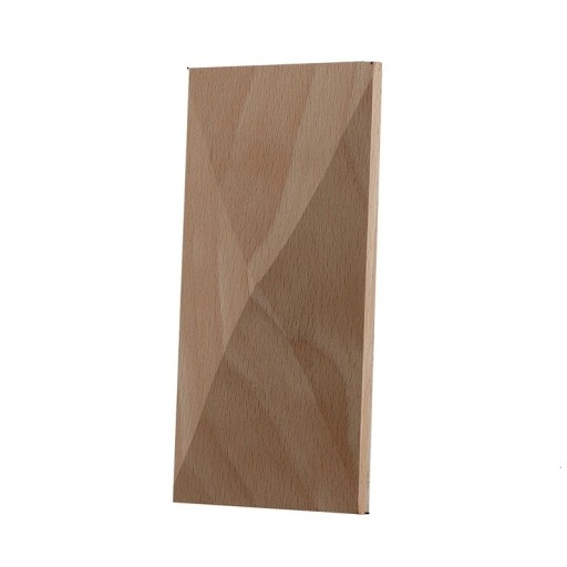 Puinen koristepaneeli 6 × 12 cm geometrinen reliefi massiivipuuta luonnollinen vaalea koriste-elementti huonekaluille ja sisustukseen
