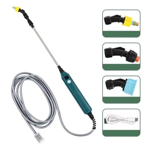 Pulitore a pressione elettrico 5 m Pistola ricaricabile con ugelli Alimentazione USB Pulizia auto Finestre Giardini Tubo lungo Lavapavimenti ad alta