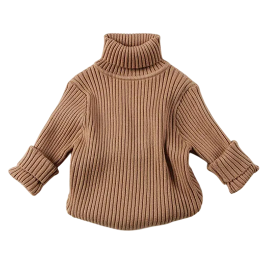 Pull à col roulé en tricot pour bébé d'automne et d'hiver Pull chaud uni en coton et acrylique Vêtements confortables pour garçons et filles