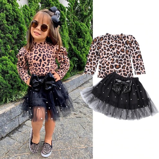 Pull à col roulé et jupe pour fille L1366