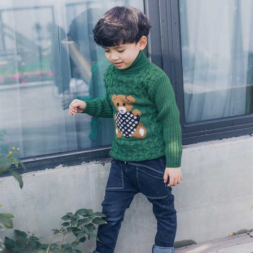 Pull à col roulé pour enfants avec ours J2889