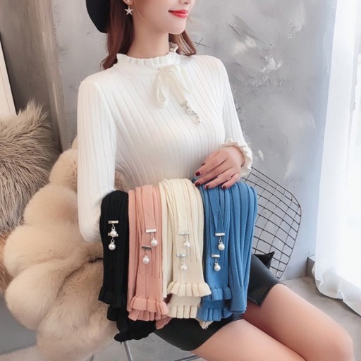 Pull à col roulé pour femme avec nœud