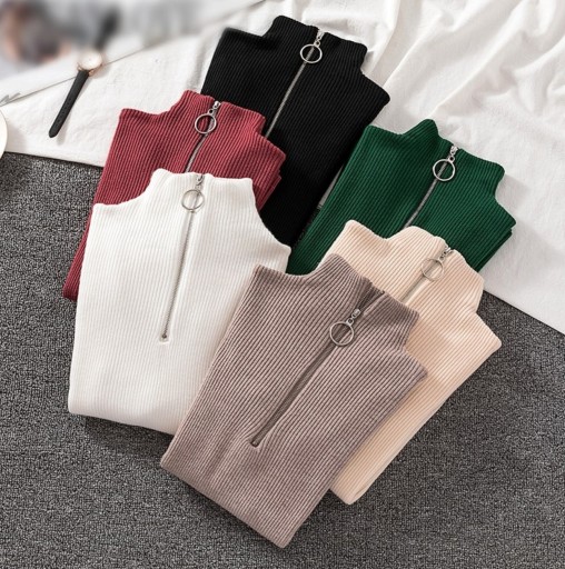 Pull à col roulé pour femme avec zip