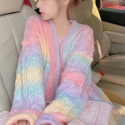 Pull arc-en-ciel pour femmes P1376