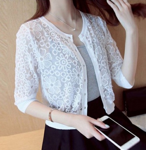 Pull court en dentelle pour femme