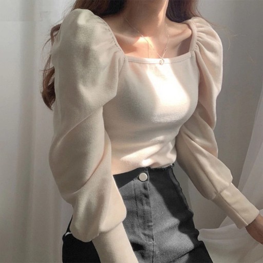 Pull femme avec des manches bouffantes G404