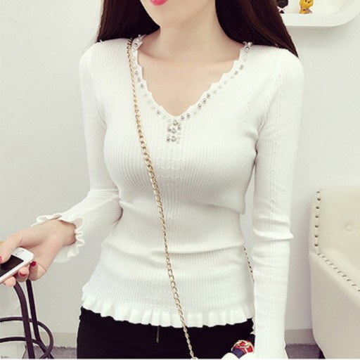 Pull femme avec perles A2122