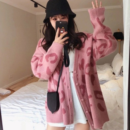 Pull léopard pour femme avec boutons