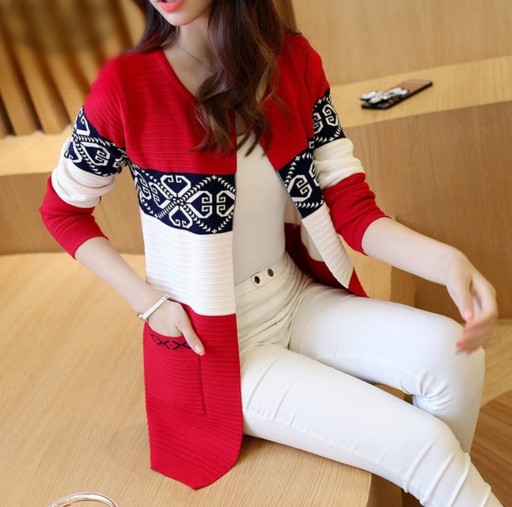 Pull long femme à motifs