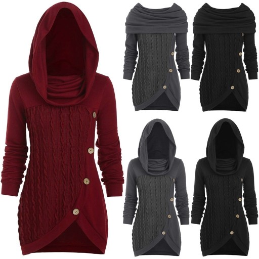 Pull long femme avec boutons