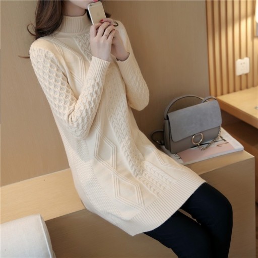 Pull long pour femme avec col roulé