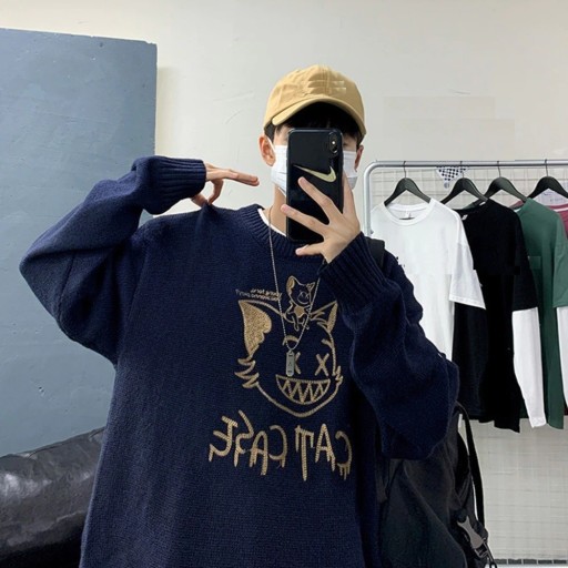 Pull pour homme avec un chat F236